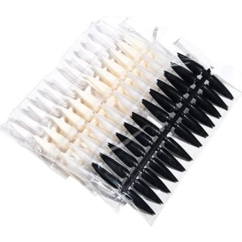 240Tips/Pack Long Stiletto Sharp Nail Art False Acrylic Tips Black/White Removable Nails Gel Polish Practice Display Tools
