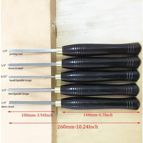 5pcs/set HSS Lathe Chisel Set Woodworking Turning Tool set HSS High Speed Steel Semicircle Knife Hand-held Wooden Turning Tool