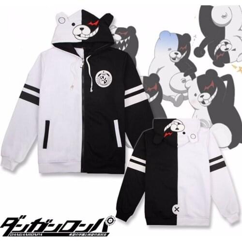 Anime Danganronpa Monokuma Cosplay Unisex Jacket Hoodie Sweatshirt Coat Costume Halloween Unisex S-3XL