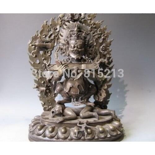 Bi00861 18"Tibet Buddhism temple 100% Pure Bronze Copper Carved Mahakala Buddha Statue