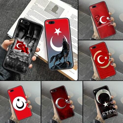 Turkey Turkish Flag Phone case For Xiaomi Mi Max Note 3 A2 A3 8 9 9T 10 Lite Pro Ultra black silicone back painting coque soft