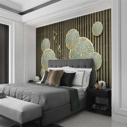 CJSIR Custom Abstract Relief Lotus Leaf Nine Fish Wallpaper Bedroom Decor Background Wall Papers Home Decor 3D Wall Painting