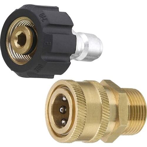 Pressure Washer Adapter Set, Quick Connect Kit, Metric M22 15Mm Female Swivel To M22 Male Fitting, 5000 Psi
