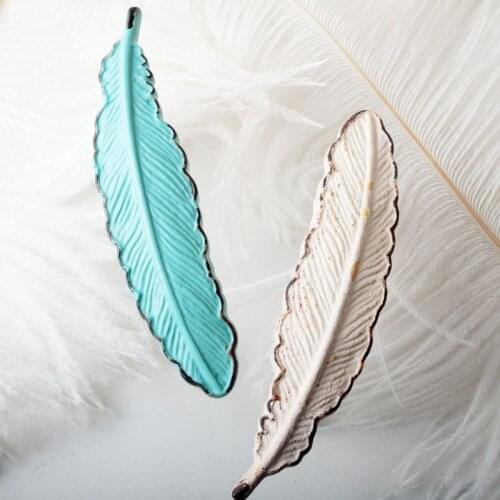 European Cabinet Door Feather Small Handle Classic Fantasy Feather Knob and Pull Antique White Wardrobe Double Hole Handle