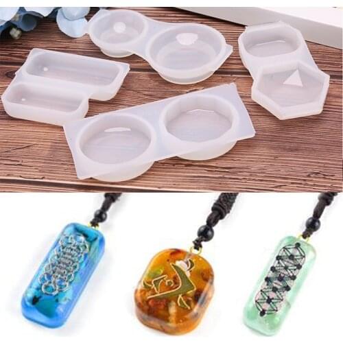 Faceted Round Square Orgonite Resin Pendant Mold Crystals Stones Orgone Silicone Resin Mold Keychain Jewelry Making Tool