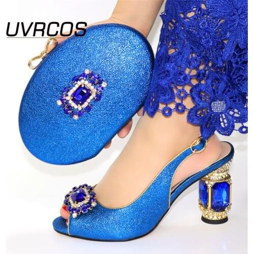 Shoes and Bag Set African Sets 2021 High Quality Nigeria Party Shoes and Matching Bag Set High Heeled Women Shoes for Wedding