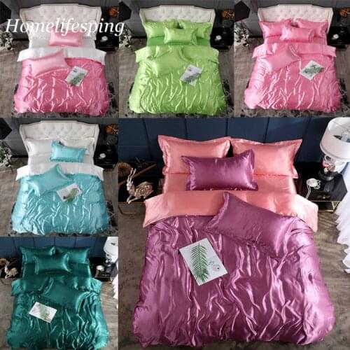 2021New Rayon Bedding Set Solid Color Bed Cover Set Twin King Size Duvet Cover Sets Home Textile Mattress Cover Band Bed Sheet