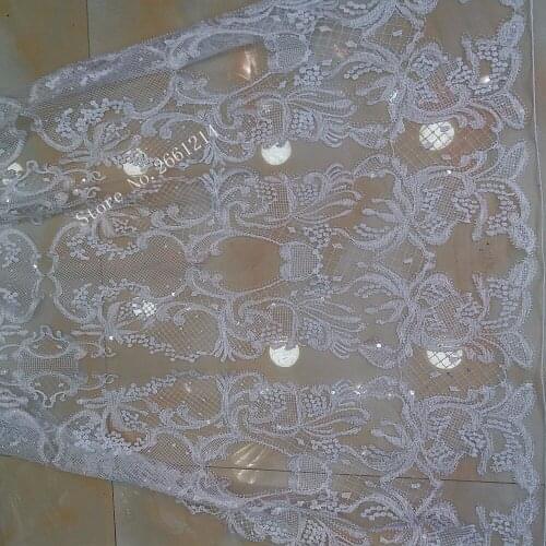Nice flower Beaded French Net Lace Fabric Top grade white african tulle lace fabric smalls beads for evening dress BZL-58324