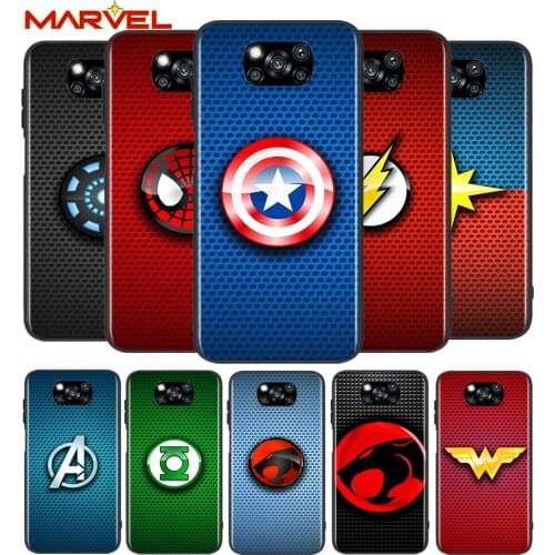 Marvel logo cute for Xiaomi Poco X3 NFC X2 M3 M2 F2 F3 Pro C3 F1 A2 Lite Mix3 Play Silicone Soft Black Phone Case