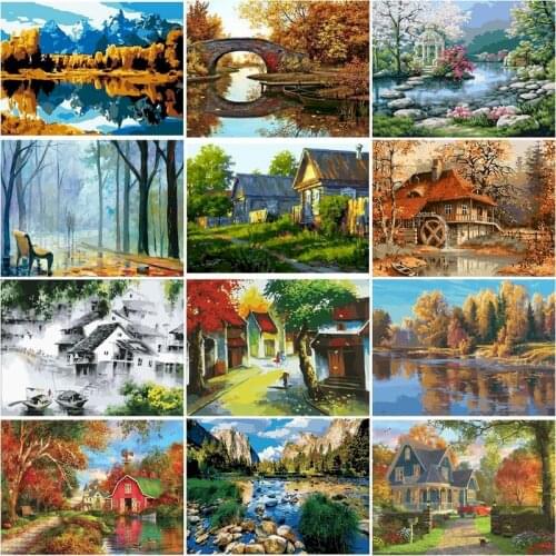 SDOYUNO DIY Painting By Numbers Landscape Drawing On Canvas HandPainted Gift Coloring By Numbers Kits Home Decor