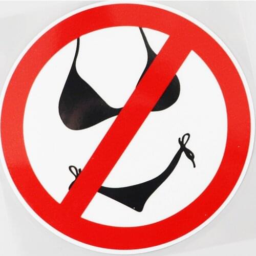 LLY-1120 Personality Car Sticker Funny No Bikini Stop Symbol Modeling Decal PVC Auto Motorcycle Waterproof Decoration Decals