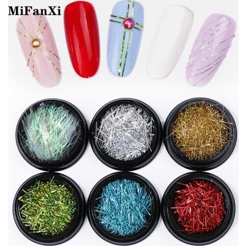 1 Box Nail Art Colorful Glitter Silk Lines Superfine Gold Silver Foil Stickers 3D DIY Design Stripe Star Line Decals Decor