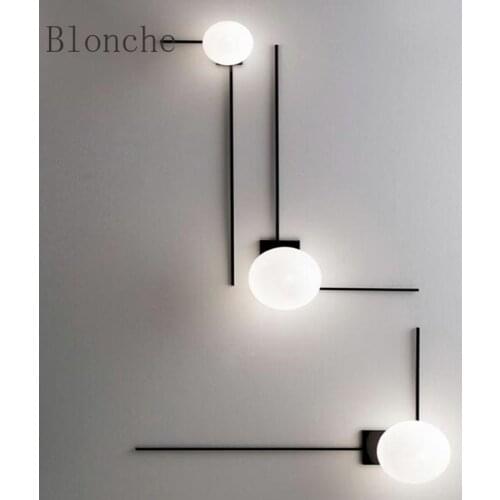 Retro Wall Lamp White Glass Line Wall Lamp Combination Wall Lamp Loft Industrial Style Model Wall Lamp Creative Magic Bean Lamp