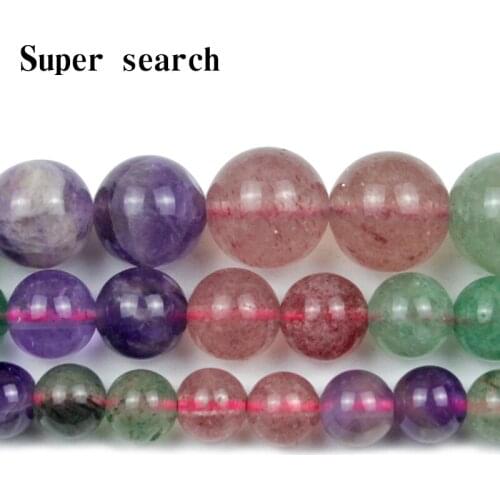 Natural Jewelry green Pink purple Strawberry Loose Crystal Amethys Beads 6 8 10 mm DIY Women Bracelet Necklace Accessories