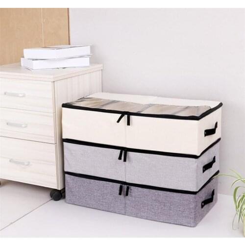 New Detachable Foldable Shoe Storage Box Wardrobe Closet Organizer for Sock Bra Underwear Linen Cotton Under Bed Organizer Box