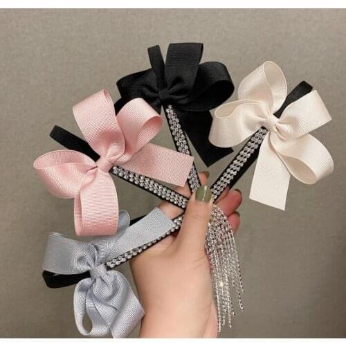 Fringed rhinestone hairband women net red fairy forest super fairy wild outing pressure bow pendant hair hoop