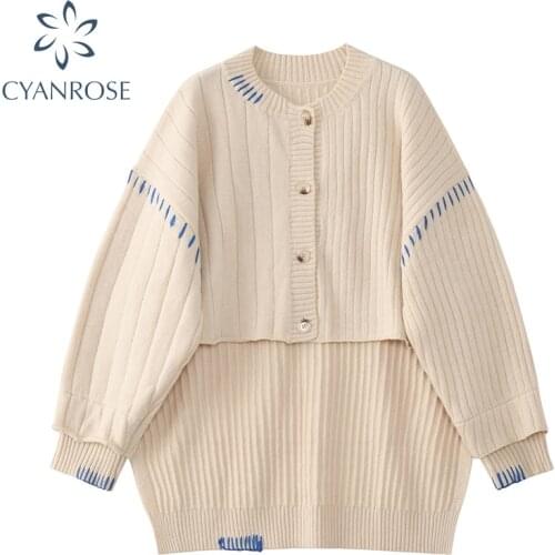 2020 Autumn Fashion Women Sweater Irregular Korean Design Long Sleeve Loose Cardigan Sweater Knitted Coat Casual Female Tops