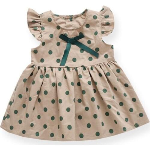 Toddler Girls Dress Fashion Korean Dot Printing Flying Sleeve Princess Dress Kids Clothing Summer Casual Baby Girls Clothes