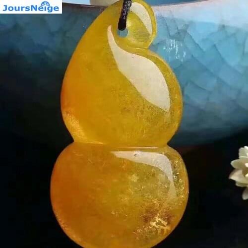 JoursNeige Gold Hair Natural Crystal Gourd Pendants Necklace Crystal Clear Lucky for Women Men Fashion Crystal Pendant Jewelry