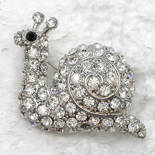 Clear Rhinestone Snail Pin brooches C951 A