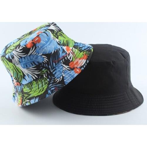Holiday Traveling 2021 New Fashion Printing Panama Bucket Hat Double-Sided Coconut Tree Women Fisherman Caps Men Gorro Pescador
