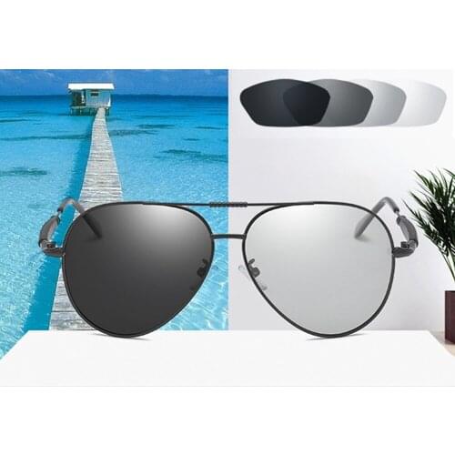 2019 Photochromic Polarized Sunglasses Male Photosensitive Graying Anti-UV Sunglasses Day and Night Driver Glasses