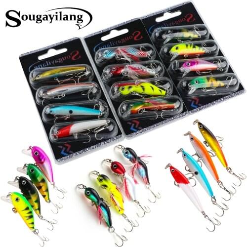 Sougayilang Fishing Bait Set 4PCS Wobbler Anti-corrosion Hook Bass Fishing Lure for Sea Carp Fishing Tackles De Pesca