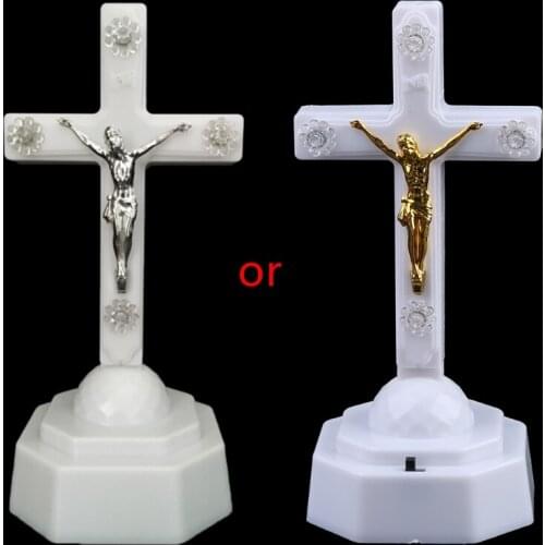 LED Light Christ Jesus Lcon Cross Home Church Pray Ornaments Church Souvenirs 1XCC