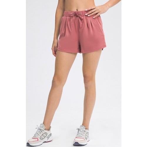 Fitness-Training Women Drawstring Loose Casual Stretchy Breathable Outdoors Elastic Running Solid Nylon Yoga Pants Shorts DK063