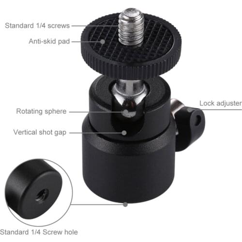 High Quality 1/4" Swivel Mini Ball Head Screw Tripod Mount for DSLR Camera Camcorder Light Bracket