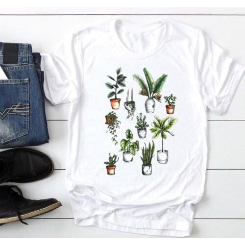 Women Short Sleeve Plant 2021 cute Style Fashion Cartoon Summer Lady Print Tee Graphic T Top Female Tshirts Clothes T-Shirt