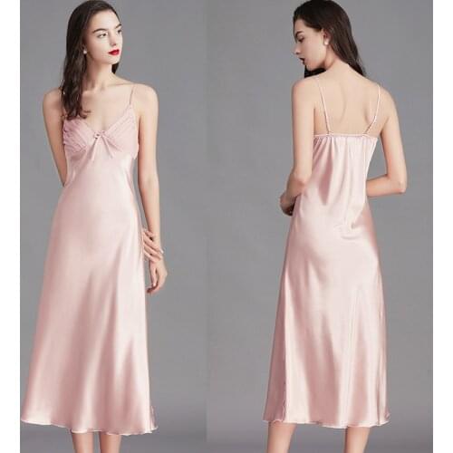 Womens Long Silky Adjustable Spaghetti Strap Camisole Slip Dress Robe Satin Slip Sexy Nightgown Sleepwear Casual Home Clothes