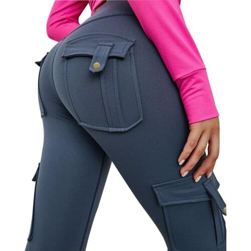 Women Sexy Yoga Pants Pocket Military Uniform High Waist Leggings Female Running Trousers Tight Ladies Sports Trainning Wear F10