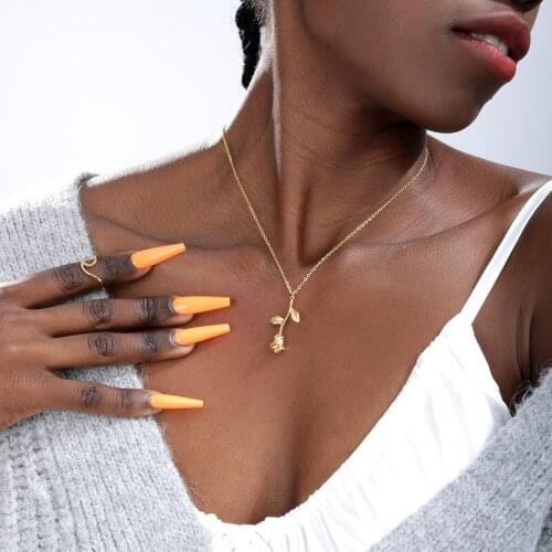 Rose Pendant Necklaces For Women Flower Creative Choker Boho Botanical Metal Jewelry Party Gift