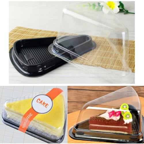 100pcs Clear Cake Box Plastic Melaleuca Cheese cake Sandwich Container Wedding Party Favors Candy Boxes Holder Display Stand