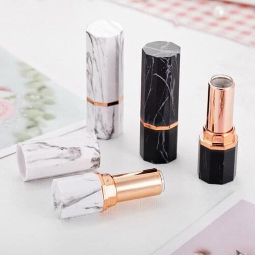 12.1mm Empty Plastic Marble Cosmetic Lip Gloss Container Beauty Lip Balm Bottle White/Black Lipstick Tube 20pcs/lot
