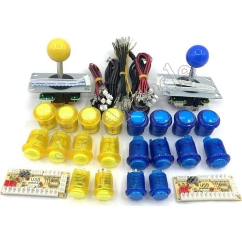 2 Players Delay Joystick Arcade DIY Kit Parts LED Push Button+Joystick+USB Encoder Controller For Mame for Raspberry Pi 3