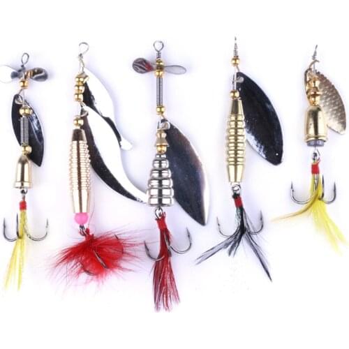 5Pcs Metal Sequins Spoon Lures Set Spinnerbait Fishing Lures Strong Treble Hooks Fishing Tackle Box Peche Spinner Biat
