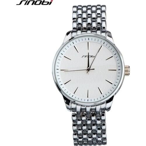 SINOBI Fashion Casual Mens Watches Top Brand Luxury Stainless Steel Man Quartz Wrist Watch relogio masculino militar Hot Clocks