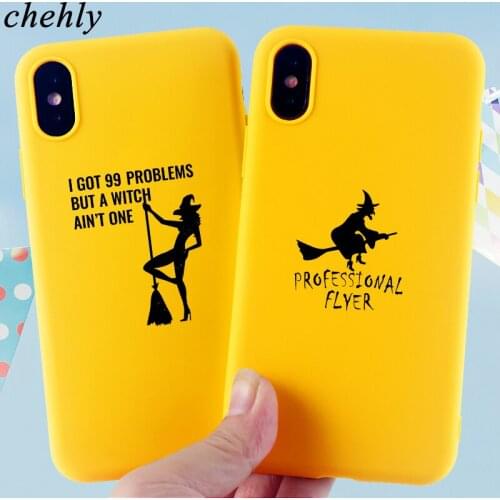 Witch holding a broom Phone Case for iPhone X XR XS Max 8 7 6s Plus Cases Soft Silicone Fitted Mobile Phone Accessories Covers