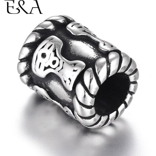Stainless Steel Cylinder Beads Large Hole Axe Slider Bead Fit 6mm Round Leather Cord DIY Bracelet Charm Jewelry Making Supplies
