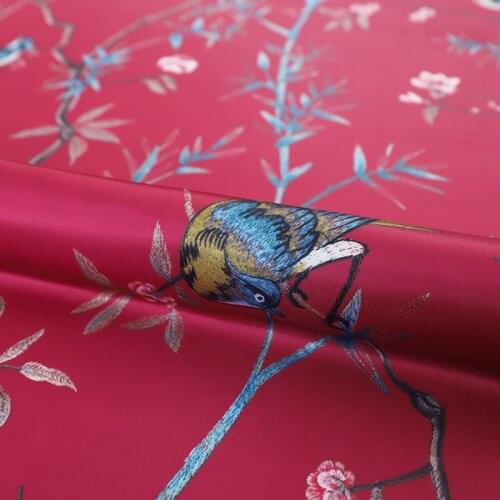 Chinese style sofa fabric flower and bird high-precision jacquard fabric sofa cushion pillow cushion silk brocade fabric