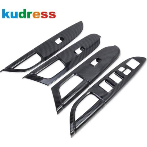 For Mitsubishi ASX Outlander Sport 2013-2021 Carbon Fiber Car Interior Window Lift Switch Panel Cover Trim Frame Sticker LHD