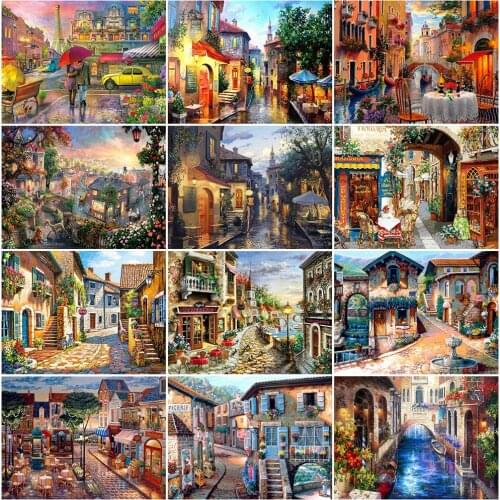 Evershine 5D DIY Diamond Painting Scenic City Cross Stitch Kits Diamond Embroidery Street New Arrival Needlework Wall Art