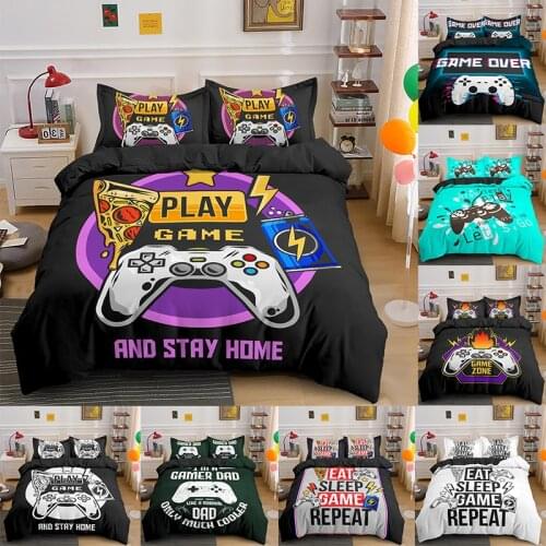 3D Games Comforter Cover Gamepad Bedding Set for Boys Kids Video Modern Gamer Console Quilt