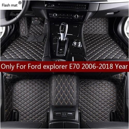 Flash mat leather car floor mats for Ford explorer 7 seats 2006 - 2016 2017 2018 Custom auto foot Pads automobile carpet cover