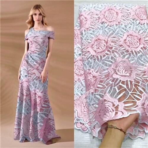 Best Quality Africa Lace Fabric White pink Swiss Voile Lace High Quality Stones Emboridery French Tulle 2019 French Lace Fabric