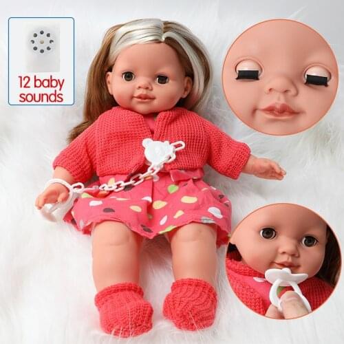 16 inch Bebe reborn doll 40.5 cm lifelike Simulation sound Silicone Baby Long hair Clothes Pacifier chain set for Toys children