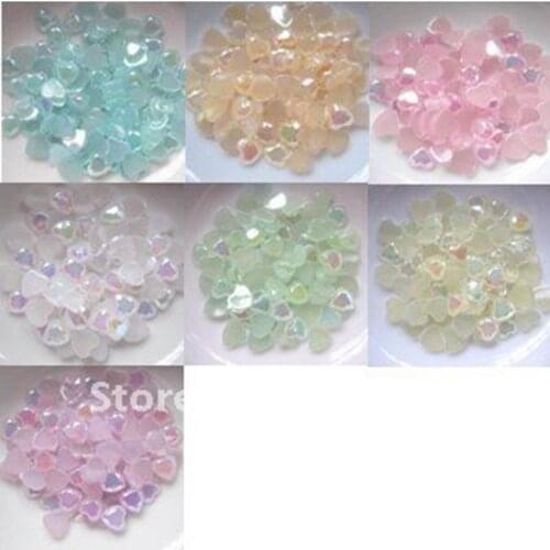 Jewelry Materials For DIY Decoration 700pcs,6mm,Mixed 7 Colors Flat Back Heart Candy Color Acrylic Rhinestone