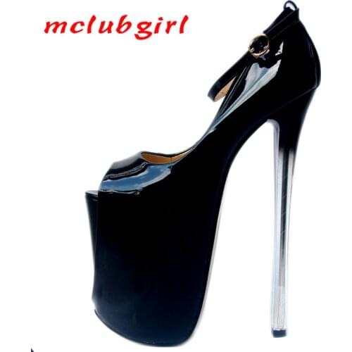 Mclubgirl 19cm New Super High Thin Heel PU Fish Toe SexyT Shoe Platform Sexy Plus Pumps for Lady Party Club Womens SHoes MJL